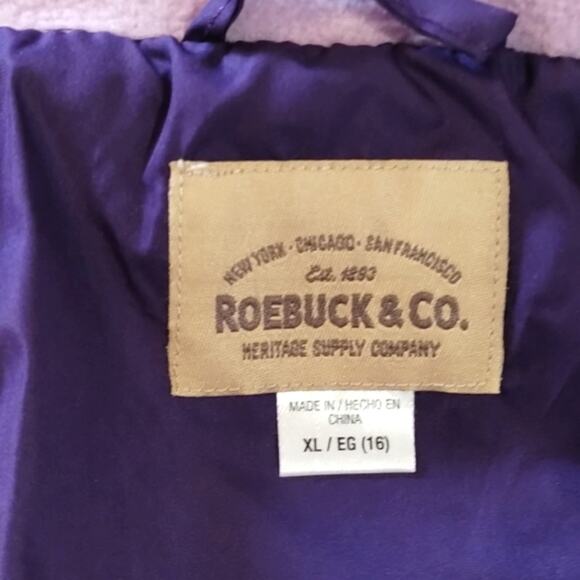 Roebuck & Co. NEW Purple Tonal Pocketed Quilted Puffer Jacket Ski Coat XL 16 - Picture 7 of 14